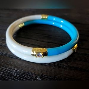 BuDhaGirl Turquoise/Ivory Yin & Yang All Weather Bangles